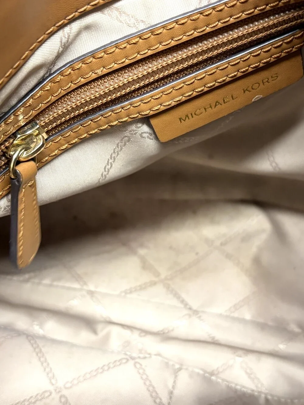 Michael Kors Brown & Tan Logo Buckle Shoulder Bag